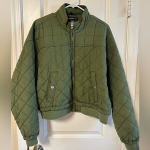 Blank NYC Olive Quilted Cropped Jacket
